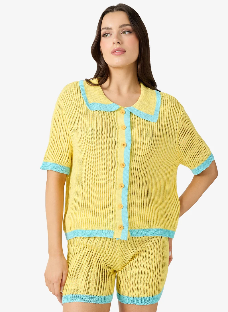 Ginger  Crochet Button Down Shirt & Short Set for Women | Best Price UAE